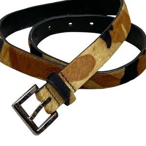 WCM Italian Leather Calf Hair Belt Size S Brown Tan Fits 27”-31” Waist